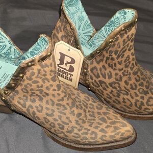 Women's Leopard Print Ankle Cowboy Boots